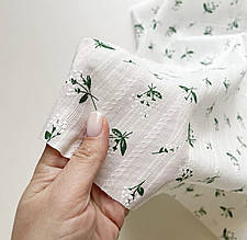 Батист (бавовняна тканина), з вишивкою, щільність 90г/м2, ширина 145см, конвалії на білому