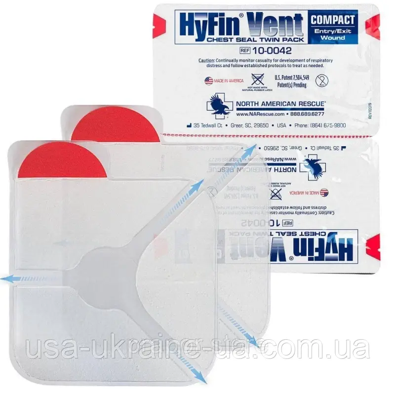 Оклюзійна пов'язка HyFin Vent Compact Chest Seal Twin Pack, фото 1