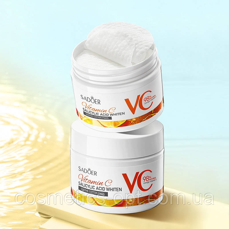 Педи з саліциловою кислотою та вітаміном С SADOER Vitamin C Salicylic Acid Cotton Pads, 55 шт