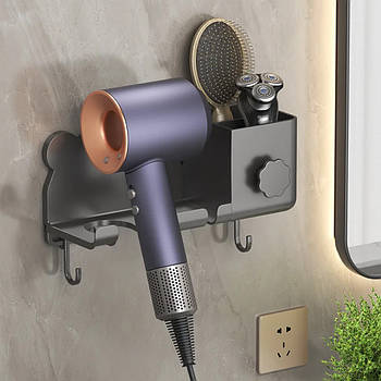 Настінний тримач для фена з органайзером 23,2 х8, 2х9, 2см / Тримач фена / Органайзер для фена