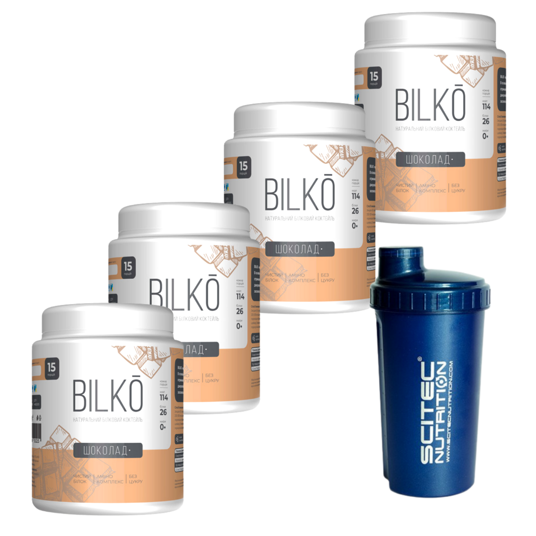 Набір Bilko: Білковий Коктейль смак шоколад 1,8 кг та Шейкер - Ваша Формула Успіху, фото 1
