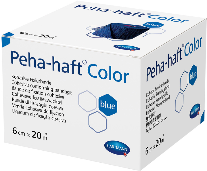 Бинт когезивний фіксуючий Peha-Haft Color, синій, 6см х 20м
