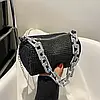 Стильна жіноча блискуча сумочка Black Diamond вечірня чорна сумка через плече, фото 4