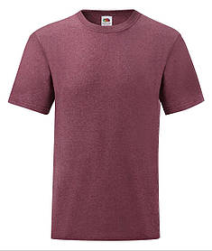Бордова Меланжева футболка чоловіча класична ValueWeight Fruit of the loom