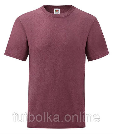 Бордова Меланжева футболка чоловіча класична ValueWeight Fruit of the loom, фото 1