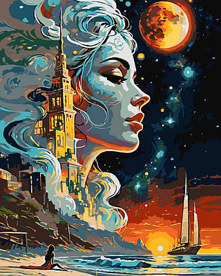 Картина за номерами 40×50 см Kontur. Володарка планет з фарбами металік DS0605