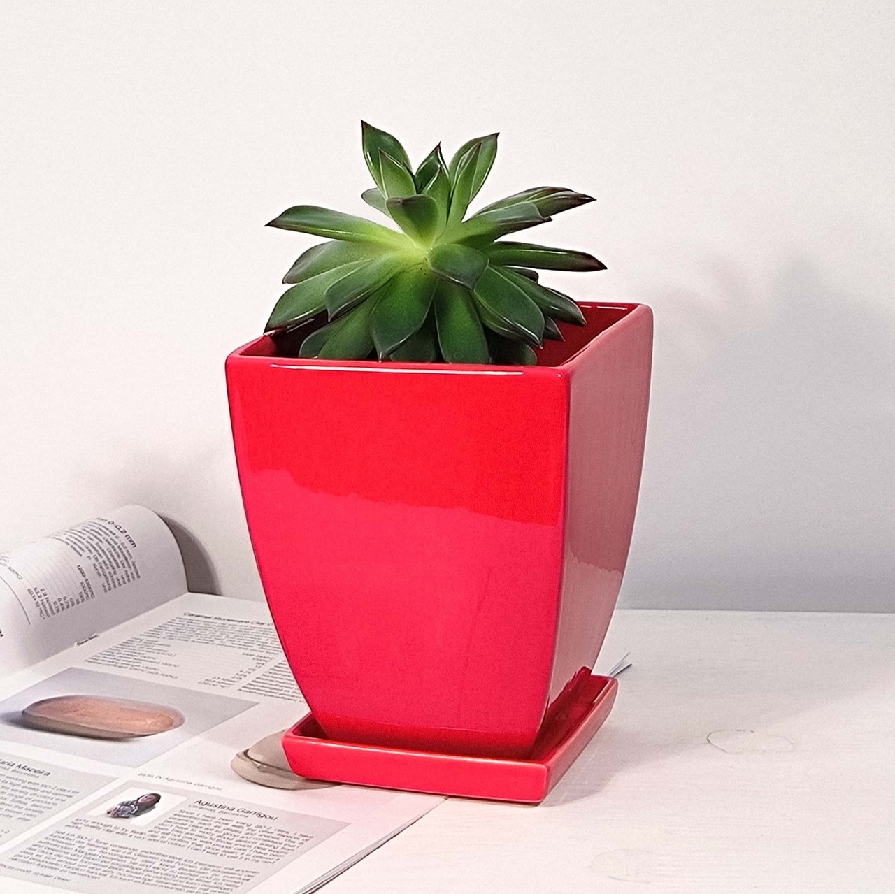 Горщик керамічний для квітів "Конус чотирикутний" 1,1 л Червоний Rezon P091