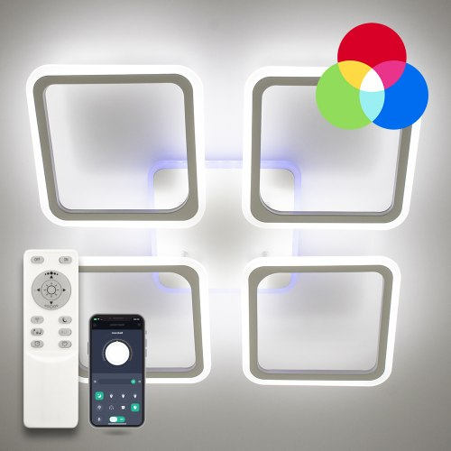 Світильник світлодіодний стельовий LUMINARIA LOOK RGB 120W 4Q 540/70 WHITE/OPAL 220V IP20 з пультом ДУ, фото 1