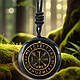 Медальон амулет из черного обсидиана «Вегвизир» - фото 1 - id-p2249517329