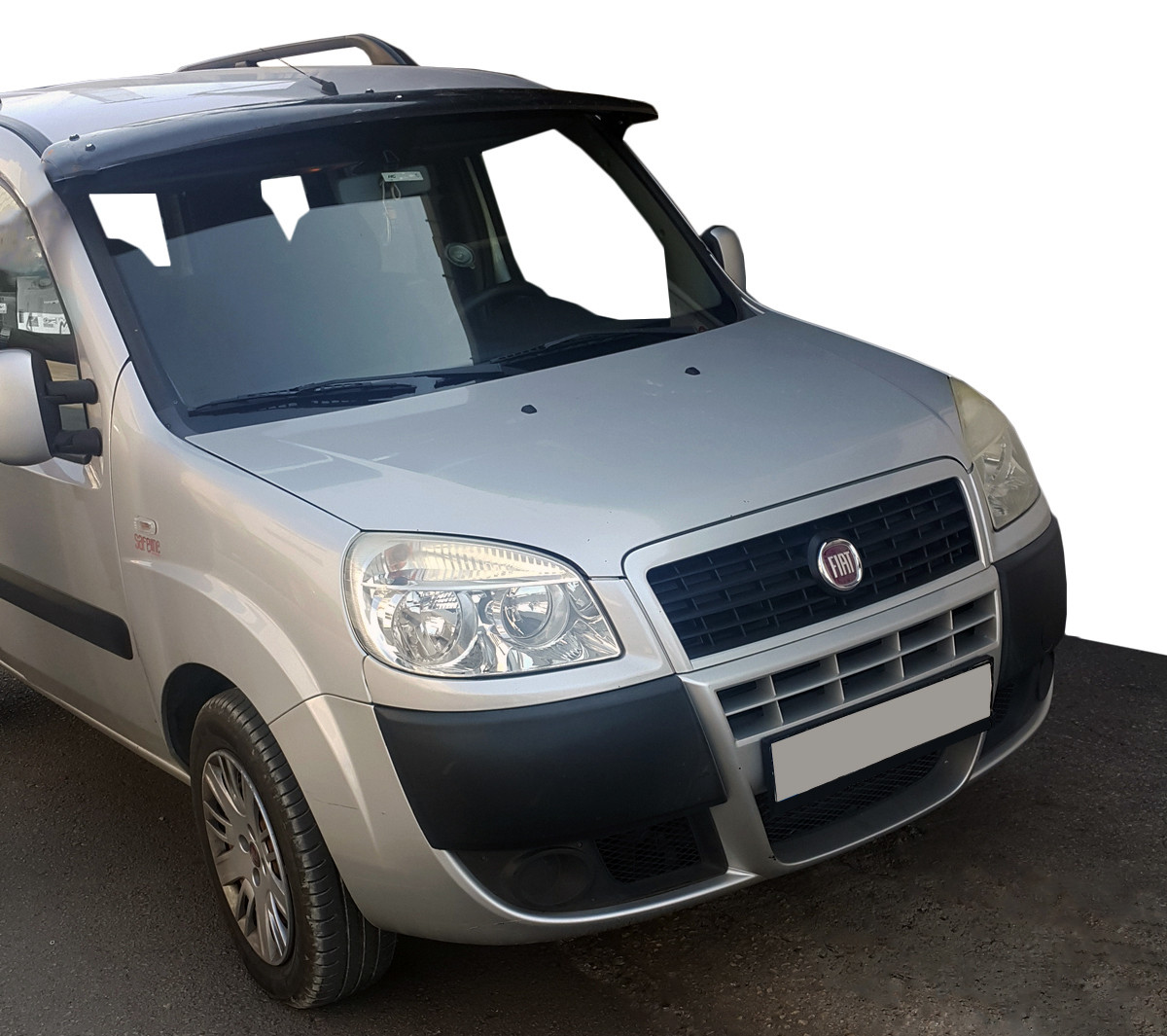 Козирьок на лобове скло (чорний глянець, 5мм) для Fiat Doblo I 2001-2005 рр, фото 1
