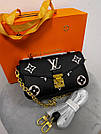 Жіноча сумка Луї Віттон чорна Louis Vuitton Black Pochette Métis East West, фото 5