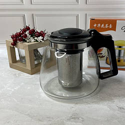 Чайник скляний заварювальний з фільтром 900мл Helios 6720