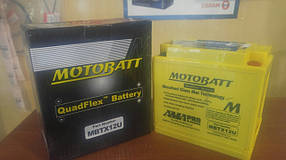 Акумулятор для мотоцикла гелевий MOTOBATT AGM 14Ah 200 A розмір 151 x 87 x 135 мм з проставкою MBTX12U