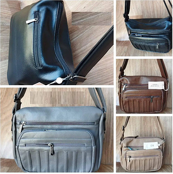 Сумочка жіноча на блискавці з кишненями 30*22 см зі штучної шкіри у різних кольорах Lily