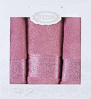 Набір рушників Gulcan Cotton Ornament Pudra 50*90 (2 шт.)+70*140 (1 шт.)