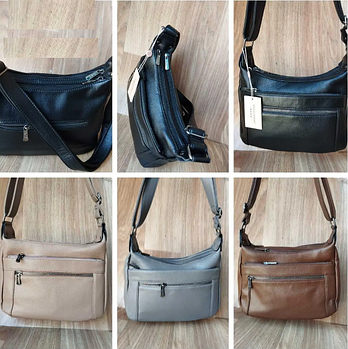 Сумочка жіноча на блискавці з кишненями 29*20 см зі штучної шкіри у різних кольорах Lily