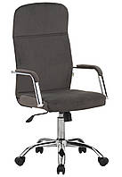 Сіре велюрове крісло керівника Gaspar з високою тонкою спинкою й механізмом anyfix для дому та офісу AMF