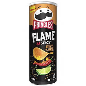 Чіпси, Снеки Прінглс Pringles 160g , 160г Flame Chili & Lime Гострі з перцем чилі та лаймом