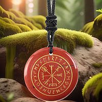 Медальон амулет из красной яшмы «Вегвизир»