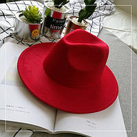 Шляпа женская фетровая Федора с устойчивыми полями красная
