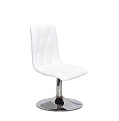 Стілець Melvin 385 екошкіра білий CH — BASE на круглій хромованій базі