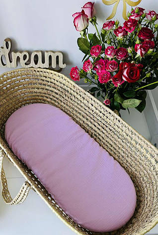 Водонепроникне муслінове простирадло на гумці в люльку в дитячу коляску 100% бавовна, фото 1