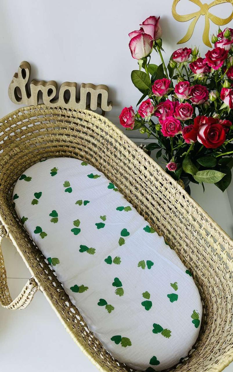 Водонепроникне муслінове простирадло на гумці в люльку в дитячу коляску 100% бавовна