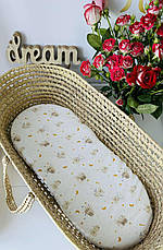 Водонепроникне муслінове простирадло на гумці в люльку в дитячу коляску 100% бавовна, фото 5