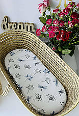 Водонепроникне муслінове простирадло на гумці в люльку в дитячу коляску 100% бавовна, фото 3