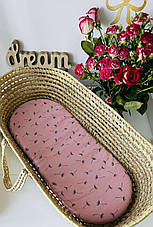 Водонепроникне муслінове простирадло на гумці в люльку в дитячу коляску 100% бавовна, фото 4