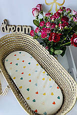 Водонепроникне муслінове простирадло на гумці в люльку в дитячу коляску 100% бавовна, фото 3