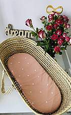 Водонепроникне муслінове простирадло на гумці в люльку в дитячу коляску 100% бавовна, фото 3