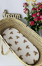 Водонепроникне муслінове простирадло на гумці в люльку в дитячу коляску 100% бавовна, фото 3