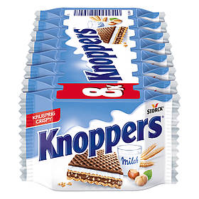 Вафлі Knoppers Nuss з горіховою начинкою та молочною нугою 8 шт* 25г
