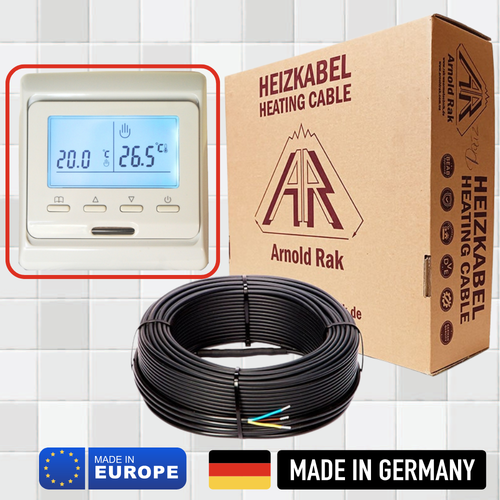 Тепла електро підлога Arnold Rak 5м2-7,7м2/1000 Вт(50м) нагрівальний кабель з програмованим терморегулятором E51, фото 1