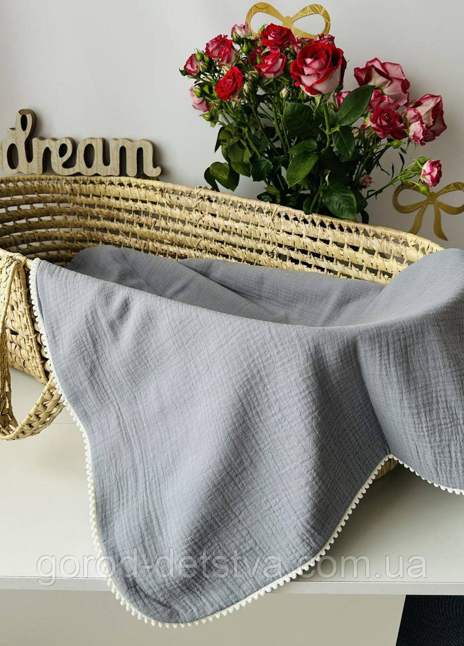 Дитячий мусліновий двошаровий легкий плед для новонародженого 135х100 см, фото 1