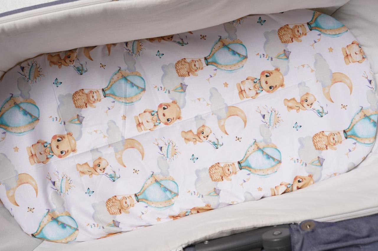Водонепроникне простирадло на гумці в люльку в дитячу коляску 100% бавовна