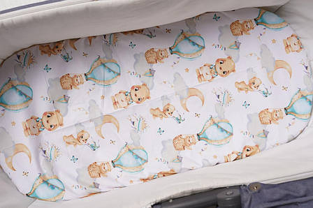 Водонепроникне простирадло на гумці в люльку в дитячу коляску 100% бавовна, фото 1