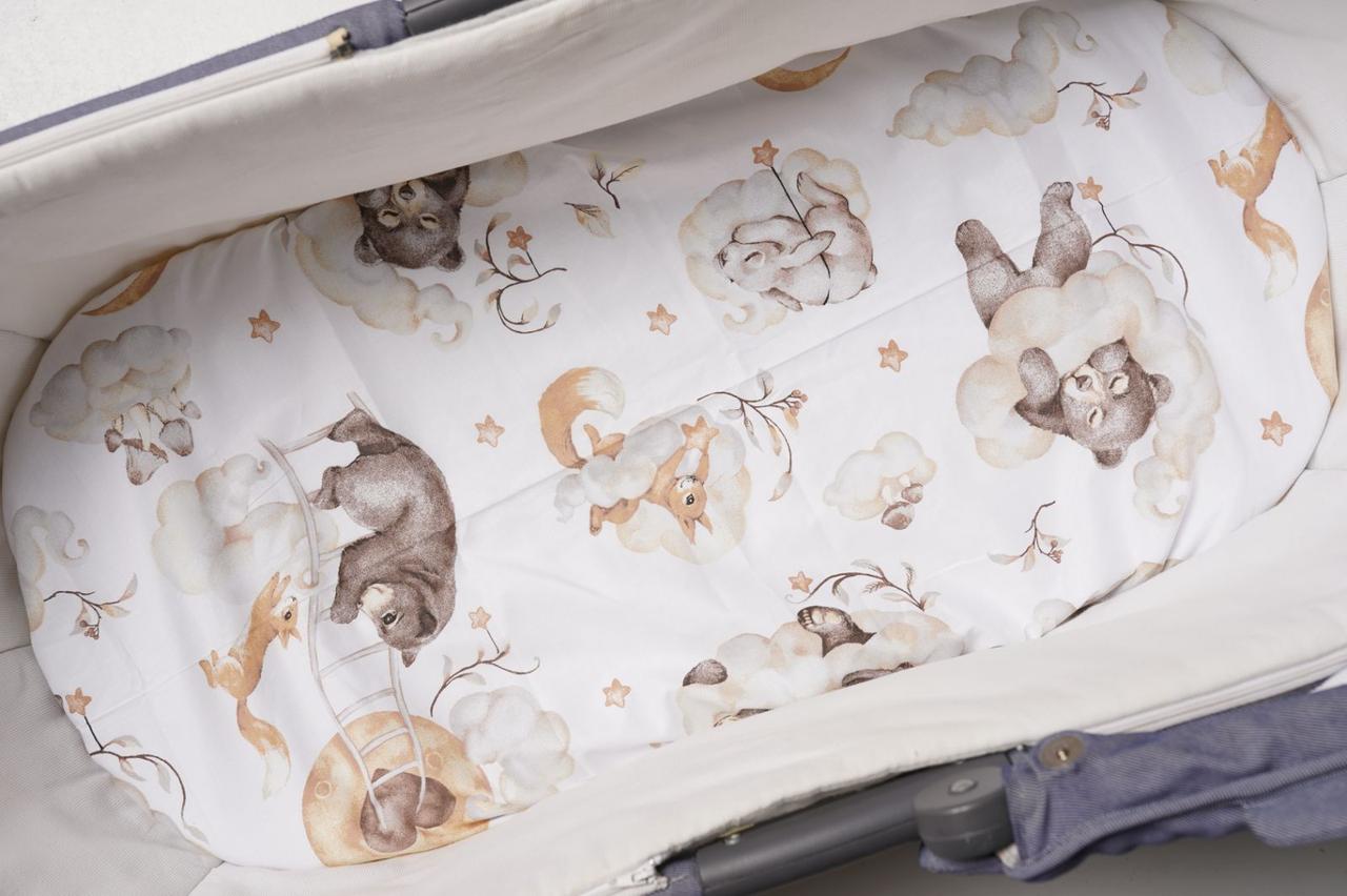 Водонепроникне простирадло на гумці в люльку в дитячу коляску 100% бавовна