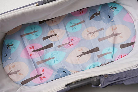 Водонепроникне простирадло на гумці в люльку в дитячу коляску 100% бавовна, фото 1