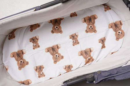 Водонепроникне простирадло на гумці в люльку в дитячу коляску 100% бавовна, фото 1