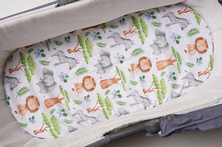 Водонепроникне простирадло на гумці в люльку в дитячу коляску 100% бавовна, фото 1
