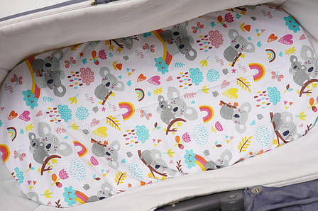 Водонепроникне простирадло на гумці в люльку в дитячу коляску 100% бавовна, фото 1