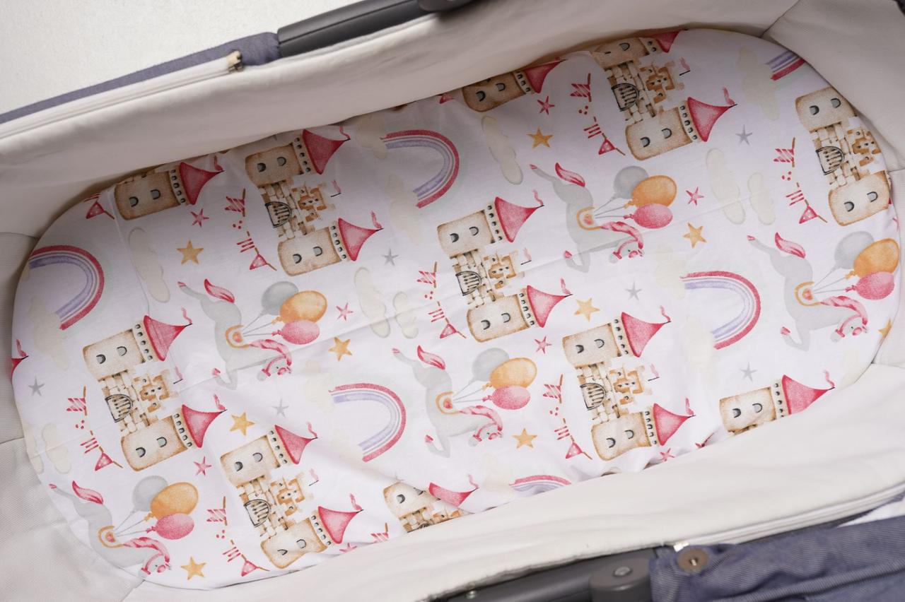 Водонепроникне простирадло на гумці в люльку в дитячу коляску 100% бавовна