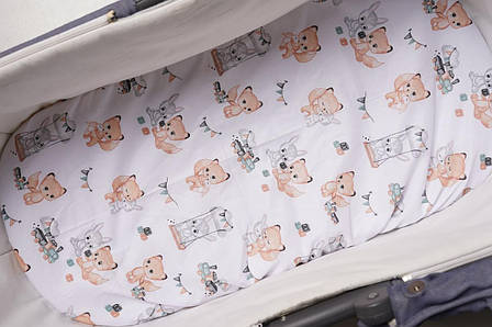 Водонепроникне простирадло на гумці в люльку в дитячу коляску 100% бавовна, фото 1