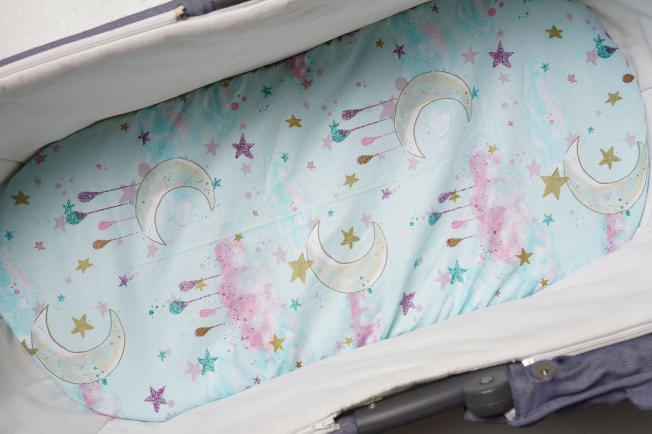 Водонепроникне простирадло на гумці в люльку в дитячу коляску 100% бавовна