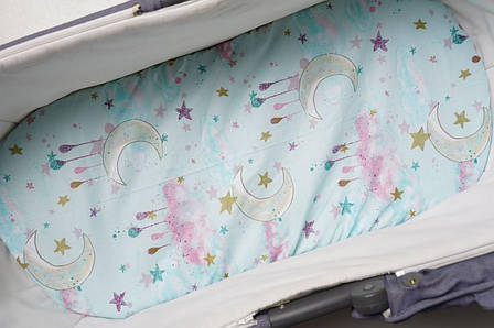 Водонепроникне простирадло на гумці в люльку в дитячу коляску 100% бавовна, фото 1