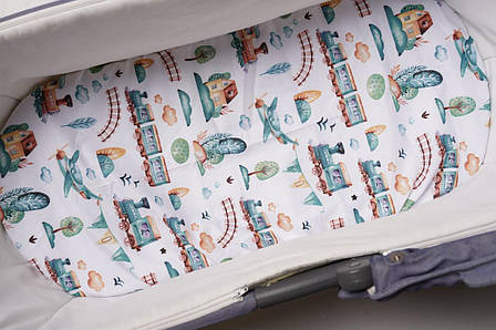 Водонепроникне простирадло на гумці в люльку в дитячу коляску 100% бавовна, фото 1