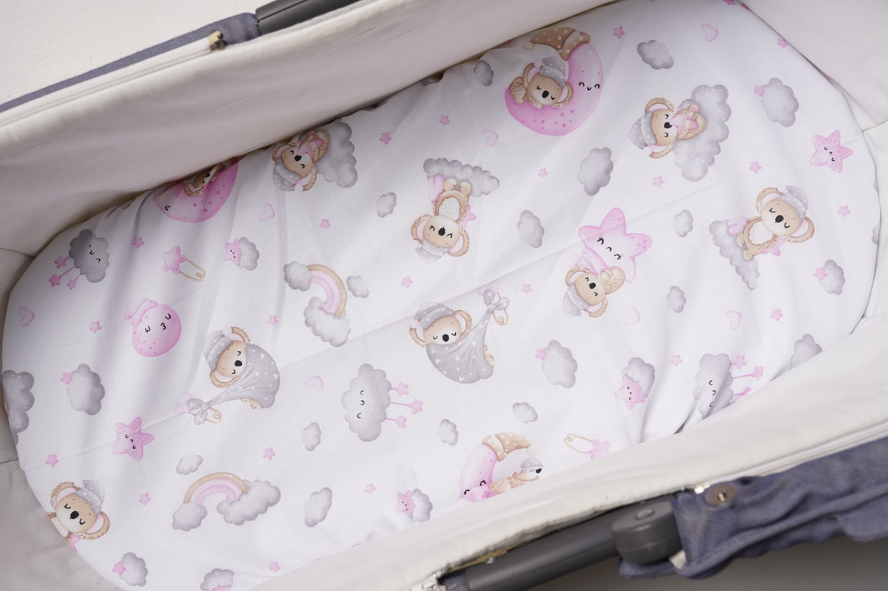 Водонепроникне простирадло на гумці в люльку в дитячу коляску 100% бавовна