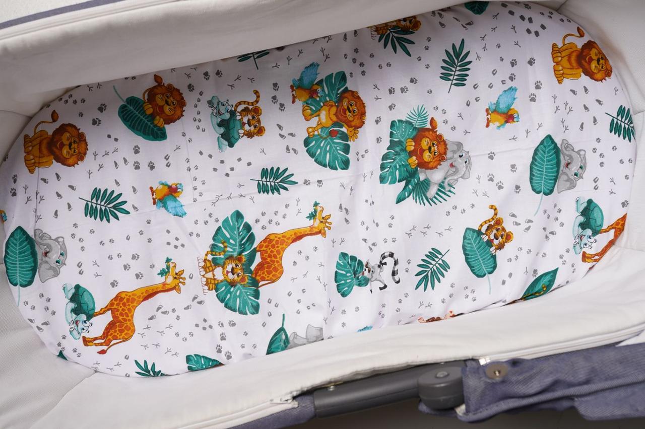 Водонепроникне простирадло на гумці в люльку в дитячу коляску 100% бавовна